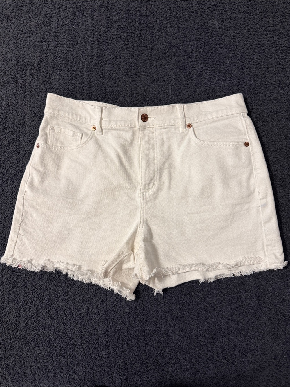 LOFT White Denim Frayed Hem Shorts